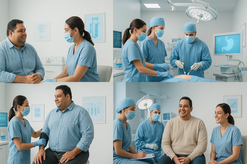 Step-by-step bariatric surgery Los Angeles patient journey—from consultation and pre-op evaluation to surgery and recovery—in a modern, trusted medical clinic.